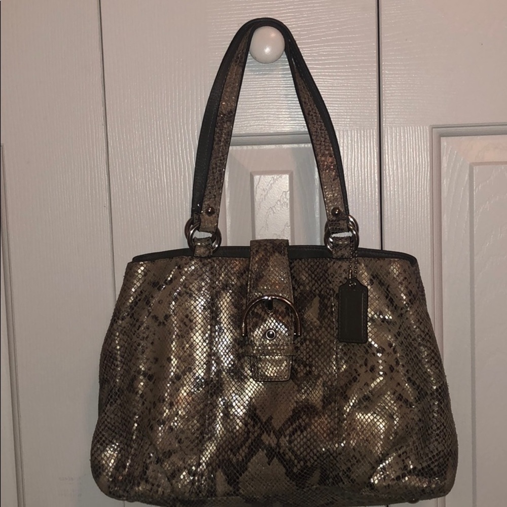 Coach Soho Embossed Exotic Python Leather Tote - image 1